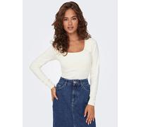 ONLY Damen Onlea L/S Deep Neck Top Jrs, Cloud Dancer, S