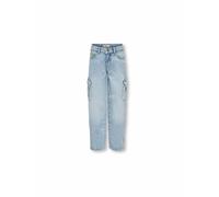 Cargojeans KIDS ONLY "KOGHARMONY WIDE CARGO CARROT AZG NOOS", Mädchen, Gr. 164, N-Gr, blau (light blau denim), Denim/Jeans, Obermaterial: 100% Baumwolle, unifarben, modisch, relaxed fit knöchellang, J