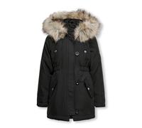 ONLY Mädchen Kogiris Fur Otw Noos Parka, Black/Detail:fur Light Grey, 164 EU