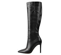 Only maker Damen Klassische Stiefel Spitze Stiletto Boots Langschaftstiefel Kniehohe Stiefel aus Lederoptik Schwarz 37 EU