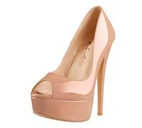 Only maker Damen Peeptoes Plateau Pumps Elegante Stiletto High Heels für Büro Party Taupe 37 EU