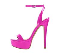 Only maker Damen Plateau High Heels Slingback Riemchensandalen Sandaletten Schnalle Stiletto Absatz Metallic Pink 41 EU