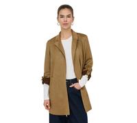 Langjacke ONLY "ONLJOLINE FAUX SUEDE COAT LIFE CC OTW", Damen, Gr. XS, braun (cognac), Web, Obermaterial: 92% Polyester, 8% Elasthan, unifarben, regular fit Po-bedeckend, tiefer V-Ausschnitt, mit Rieg
