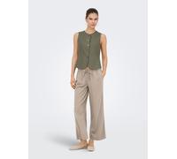 Culotte ONLY "ONLGOA MW LIN BL PULL-UP CULOTTE CC PNT", Damen, Gr. S, N-Gr, oxford tan, Web, Obermaterial: 70% Viskose, 30% Leinen, unifarben, knöchelfrei, Hosen Culotte, mit Leinen (40532012-S) oxfor