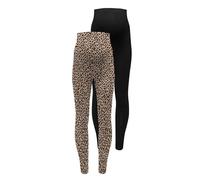 Umstandsleggings ONLY MATERNITY "OLMLOVELY NEW LEGGING 2PCK AOP JRS NOOS", Damen, Gr. L (40), N-Gr, schwarz (schwarz pack:schwarz aop leopard), Jersey, Obermaterial: 95% Baumwolle, 5% Elasthan, bedruc