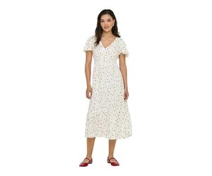 Only Maxikleid in Cremeweiß mit romantischen Landhausstil S Regular Fit