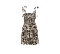 Sommerkleid ONLY "ONLEMMIA SMOCK DRESS PNT", Damen, Gr. XS, N-Gr, schwarz aop:leo, Web, Obermaterial: 98% Polyester, 2% Nylon, bedruckt, stretch fit kurz, ohne Ausschnitt, Kleider Sommerkleid, Materia
