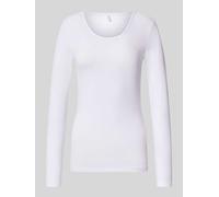 ONLY Modern Fit T-Shirt aus Baumwoll-Mix Modell 'LIVE LOVE' in Offwhite, Größe M
