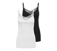 ONLY Damen onlKIRA LACE Singlet 2 Pack Top, Schwarz (Black Pack: Black and White), 38 (Herstellergröße: M) (2er
