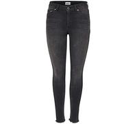 ONLY NOS Damen Skinny Skinny Jeans onlBLUSH MID ANK RAW JEANS REA1099 NOOS 15157997, Gr. W27/L34 (Herstellergröße: S), Schwarz (Black Denim)
