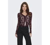 ONLY - ONLALBA L/S V-NECK LACE TOP JRS decadent chocolate - Gr. - M