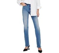 Straight-Jeans ONLY "ONLALICIA REG STRT DNM DOT568 NOOS" Gr. 26, Länge 32, blau (medium blue denim) Damen Jeans Gerade (84412216-26)