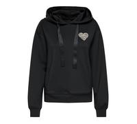 Kapuzensweatshirt ONLY "ONLALINA LIFE L/S PRINT HOOD SWT", Damen, Gr. S, schwarz print:wild, Sweatware, Obermaterial: 93% Polyester, 7% Elasthan, bedruckt, regular fit, Rippbündchen, Sweatshirts (6495