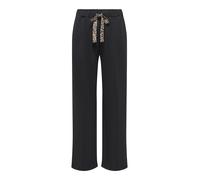 Schlupfhose ONLY "ONLALINA LIFE LEO STRING PANT SWT", Damen, Gr. XS (34), N-Gr, schwarz detail:leo sateen string, Milano Rib, Obermaterial: 93% Polyester, 7% Elasthan, unifarben mit Farbeinsatz, regul