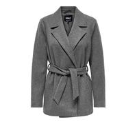 Kurzmantel ONLY "ONLALVILDA LIFE SHORT WRAP COAT OTW", Damen, Gr. L, medium grau melange, Web, Obermaterial: 100% Polyester, unifarben, regular fit normal, V-Ausschnitt, Mäntel (50844623-L) medium gra