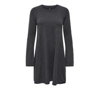 Midikleid ONLY "ONLAMALIO LIFE LS ONECK DRESS KNT", Damen, Gr. M, N-Gr, grau (dunkelgrau melange), Obermaterial: 100% Polyester, unifarben, modisch, loose fit, Rundhals, Langarm, Kleider, Sommerkleid