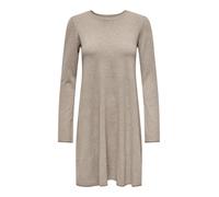 Midikleid ONLY "ONLAMALIO LIFE LS ONECK DRESS KNT", Damen, Gr. XS, N-Gr, braun (fungi detail:melange), Obermaterial: 100% Polyester, meliert, modisch, loose fit, Rundhals, Langarm, Kleider, Sommerklei