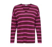 Strickpullover ONLY "ONLAMALIO LIFE LS V-NECK KNT", Damen, Gr. L, cabernet stripes:knockout pink, Strick, Obermaterial: 100% Polyester, gestreift, oversize, V-Ausschnitt, Pullover Strickpullover (7835