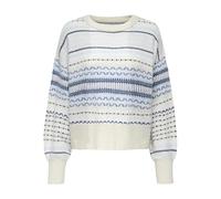 Strickpullover ONLY "ONLARIANNE L/S PULLOVER KNT NOOS", Damen, Gr. M, pumice stone detail:jaquard, Strick, Obermaterial: 96% Polyester, 4% Elasthan, gestreift, regular fit hüftlang, Rundhals, Rippbünd
