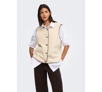 Plüschweste ONLY "ONLBABY LIFE TEDDY VEST PNT CS", Damen, Gr. S, beige (birch detail:leo binding), Plüsch, Obermaterial: 100% Polyester, gemustert, bequem hüftlang, Rundhals, Westen, Kunstfaser (68912