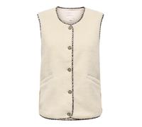 Plüschweste ONLY "ONLBABY LIFE TEDDY VEST PNT CS", Damen, Gr. XS, beige (birch detail:leo binding), Plüsch, Obermaterial: 100% Polyester, gemustert, bequem hüftlang, Rundhals, Westen, Kunstfaser (6891