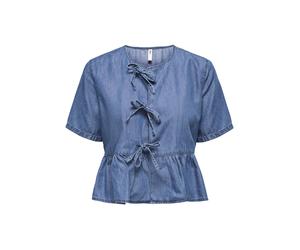 ONLY - ONLBEA SS BOW DNM SHIRT BJ medium blue denim - Gr. - L