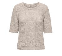 ONLY Damen Kurzarm Strickullover ONLBeach Sommerpulli mit Lochmuster 15324403 Pumice Stone S