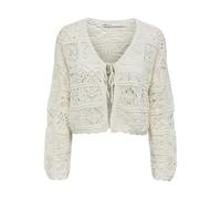 Strickjacke ONLY "ONLBEACH LIFE 7/8 O-N CARDIGAN KNT NOOS", Damen, Gr. S, cloud dancer, Strick, Obermaterial: 50% Baumwolle, 50% Polyester, unifarben, loose fit kurz, V-Ausschnitt, Strickjacken Strick