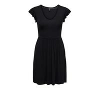 Jerseykleid ONLY "ONLBELIA S/L DRESS JRS", Damen, Gr. XS (34), N-Gr, schwarz, Jersey, Obermaterial: 95% Viskose, 5% Elasthan, unifarben, regular fit kurz, V-Ausschnitt, Flügelärmel, Kleider Jerseyklei