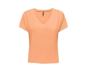 ONLY - ONLBELIA S/S RUCHING TOP BOX JRS orange chiffon - Gr. - M