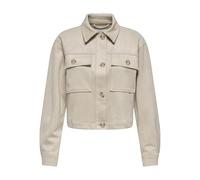 ONLY Regular Fit Jacke in Lederoptik mit Brustpattentaschen Modell 'BELICIA LIFE' in Beige, Größe L