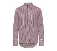 Hemdbluse ONLY "ONLBERIT LIFE L/S SHIRT WVN", Damen, Gr. M (38), burgundy stripes:cd stripes, Web, Obermaterial: 100% Viskose, gestreift, modisch, regular fit, Langarm, Blusen (91908233-M) burgundy st