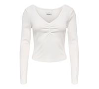 Langarmshirt ONLY "ONLBETTY LIFE L/S SCALLOP V-NECK CC JRS", Damen, Gr. L, cloud dancer, Jersey, Obermaterial: 95% Baumwolle, 5% Elasthan, unifarben, hüftlang, V-Ausschnitt, Shirts Langarmshirt, mit R