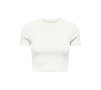 Kurzarmshirt ONLY "ONLBETTY S/S O-NECK SHORT TOP CC JRS", Damen, Gr. S, cloud dancer, Jersey, Obermaterial: 95% Baumwolle, 5% Elasthan, unifarben, regular fit bauchfrei, Rundhals, Shirts, softe Jersey