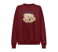 Sweatshirt ONLY "ONLBILA L/S BEAR O-NECK SWT", Damen, Gr. M, cabernet print:lazy, Sweatware, Obermaterial: 60% Baumwolle, 40% Polyester, bedruckt, modisch, Rundhals, Langarm, Sweatshirts (99966033-M) 