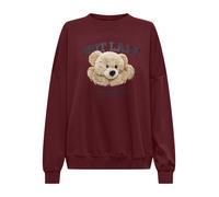 Sweatshirt ONLY "ONLBILA L/S BEAR O-NECK SWT", Damen, Gr. S, cabernet print:lazy, Sweatware, Obermaterial: 60% Baumwolle, 40% Polyester, bedruckt, modisch, Rundhals, Langarm, Sweatshirts (99966033-S) 