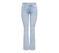 Bootcut-Jeans ONLY "ONLBLUSH MID FLARED DNM CRO495 NOOS", Damen, Gr. XS, Länge 34, light blau bleached denim, Denim/Jeans, Obermaterial: 92% Baumwolle, 6% Elastomultiester, 2% Elasthan, unifarben, reg
