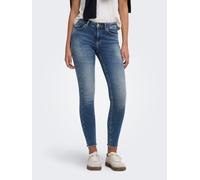 Skinny-fit-Jeans ONLY "ONLBLUSH MID SK ANK RW DNM DOT622 NOOS", Damen, Gr. M (38), Länge 30, blau (dunkelblau denim), Denim/Jeans, Obermaterial: 92% Baumwolle, 6% Elastomultiester, 2% Elasthan, unifar