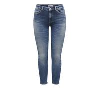 Skinny-fit-Jeans ONLY "ONLBLUSH MID SK ANK RW DNM DOT622 NOOS", Damen, Gr. S (36), Länge 32, blau (dunkelblau denim), Denim/Jeans, Obermaterial: 92% Baumwolle, 6% Elastomultiester, 2% Elasthan, unifar