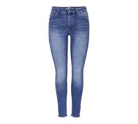 ONLY Ankle-Skinny-Jeans ONLBLUSH – Mittlere Taille, offene Säume, Medium Blue Denim, Gr. XS (34)