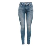Skinny-fit-Jeans ONLY "ONLBLUSH MID SKIN ANK RW DNM REA593 NOOS" Gr. L (40), Länge 32, blau (special grau denim), Damen, Obermaterial: 92% Baumwolle, 6% Elastomultiester, 2% Elasthan, unifarben, Jeans