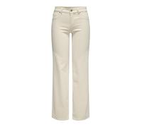 Gerade Jeans ONLY "ONLBLUSH MID STRAIGHT DNM DOT NOOS", Damen, Gr. L (40), Länge 32, beige (ecru), Denim/Jeans, Obermaterial: 92% Baumwolle, 6% Elastomultiester, 2% Elasthan, unifarben, modisch, Jeans