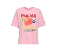 Kurzarmshirt ONLY "ONLBOLETTE LIFE S/S TOP BOX CC JRS", Damen, Gr. XS, romance rose print:fragole, Jersey, Obermaterial: 100% Baumwolle, bedruckt, loose fit normal, Rundhals, Shirts, mit auffälligem P