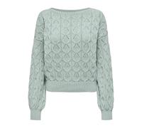 Strickpullover ONLY "ONLBRYNN LIFE STRUCTURE L/S PUL KNT", Damen, Gr. L, jadeite, Strick, Obermaterial: 70% Baumwolle, 30% Polyester, unifarben, Basic hüftlang, U-Boot-Ausschnitt, Strickbündchen, Pull