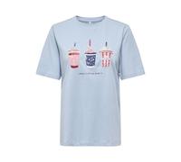 Only Damen T-shirt Mit Kurzen ärmeln Frau Burst Life S/s Popcorn Top Box Jrs Blau S