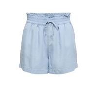 Shorts ONLY "ONLCHARIS LIFE PULL UP SHORTS WVN CC", Damen, Gr. XL, N-Gr, light blau denim, Web, Obermaterial: 100% Lyocell, unifarben, regular fit kurz, Hosen Shorts, mit Bindeverschluss und elastisch