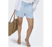 Shorts ONLY "ONLCHARIS LIFE PULL UP SHORTS WVN CC", Damen, Gr. L, N-Gr, light blau denim, Web, Obermaterial: 100% Lyocell, unifarben, regular fit kurz, Hosen Shorts, mit Bindeverschluss und elastische