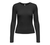 Langarmshirt ONLY "ONLCHECKIE LIFE L/S TOP BOX JRS", Damen, Gr. L, schwarz (schwarz detail:rhinestones round), Jersey, Obermaterial: 95% Baumwolle, 5% Elasthan, unifarben, regular fit, Rundhals, Shirt