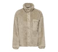 Plüschjacke ONLY "ONLCONTACT LIFE OVERSIZED CC OTW", Damen, Gr. M, braun (humus), Web, Obermaterial: 100% Polyester, unifarben, regular fit normal, Bündchen, Jacken, Kunstfaser (84326169-M) humus