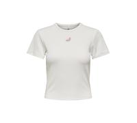 Only Regular Fit T-Shirt in Rippoptik Modell 'DANIELLA' in Offwhite, Größe XS